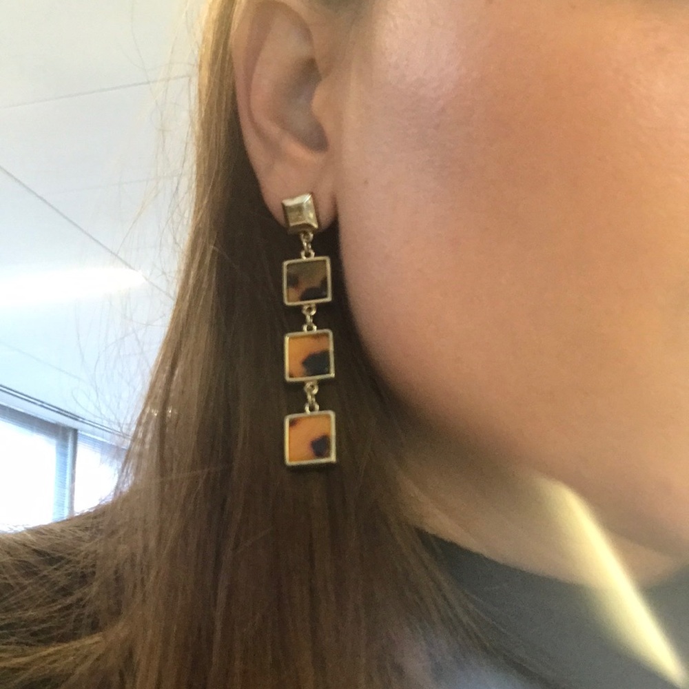 Statement Gold Dangling Earrings - image 1